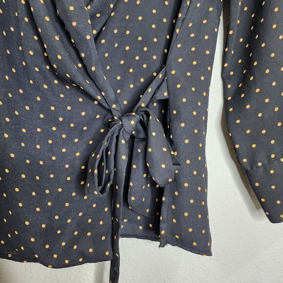 Zara black and gold polkadot tie blouse - Picture 4 of 4